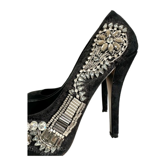 Dolce Vita Tavi Jeweled Suede Pumps High Heel Black Embellished Size 7 - Picture 6 of 14